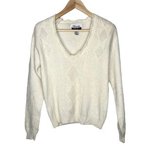 Vintage Marnie West ivory wool rabbit hair sweater Sz L